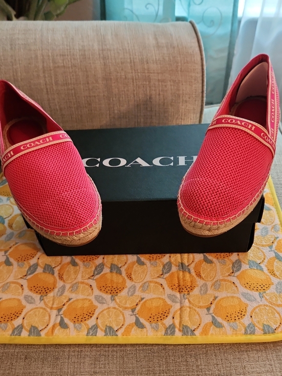 Coach Shoes - Coach Women's Coral Pink Espadrille Slip-Ons